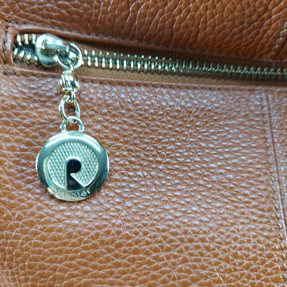 Realer Brown Pebbled Faux Leather Hobo Shoulder Bag With Gold Accents - Picture 2 of 11